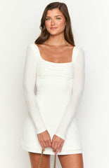Marcus White Long Sleeve Mini Dress