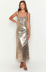 Mirror Gold Sequin Maxi Dress
