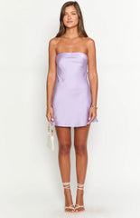 Mylee Lilac Satin Strapless Mini Dress