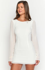 Tala White Long Sleeve Mini Dress