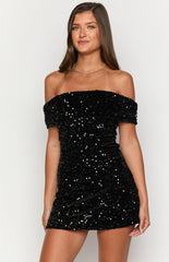 Zalea Black Sequin Mini Dress