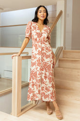 Lia Floral Midi Dress in Rust - FINAL SALE
