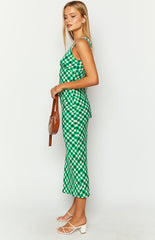 Verlaine Green Check Maxi Dress