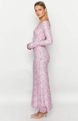Zach Pink Long Sleeve Maxi Dress