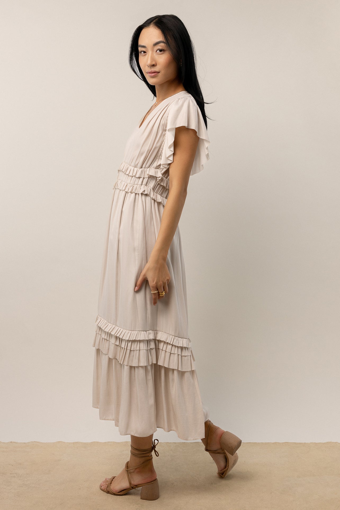 Willa Ruffle Dress in Ivory