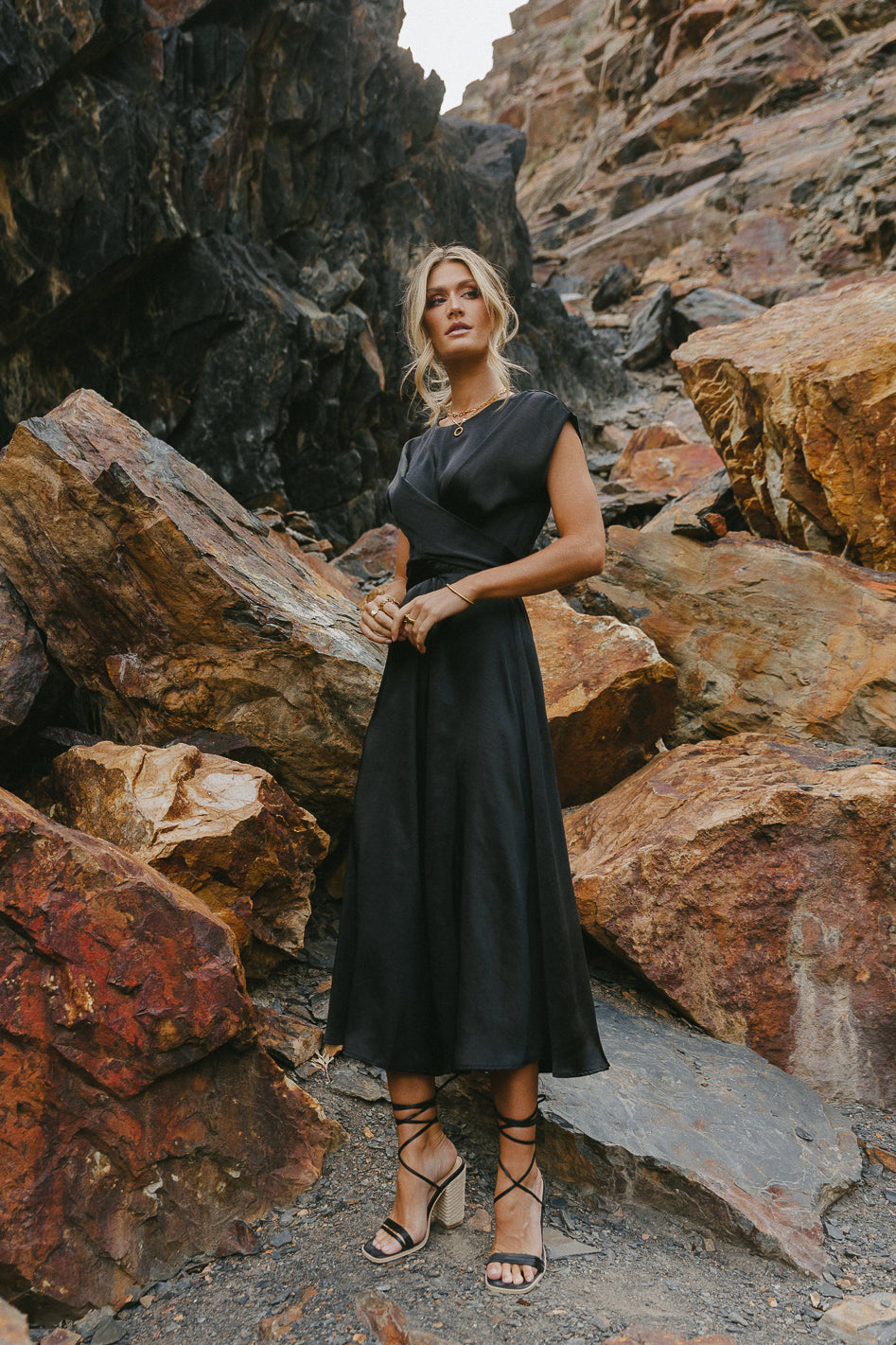 Rosalind Midi Dress in Black - FINAL SALE