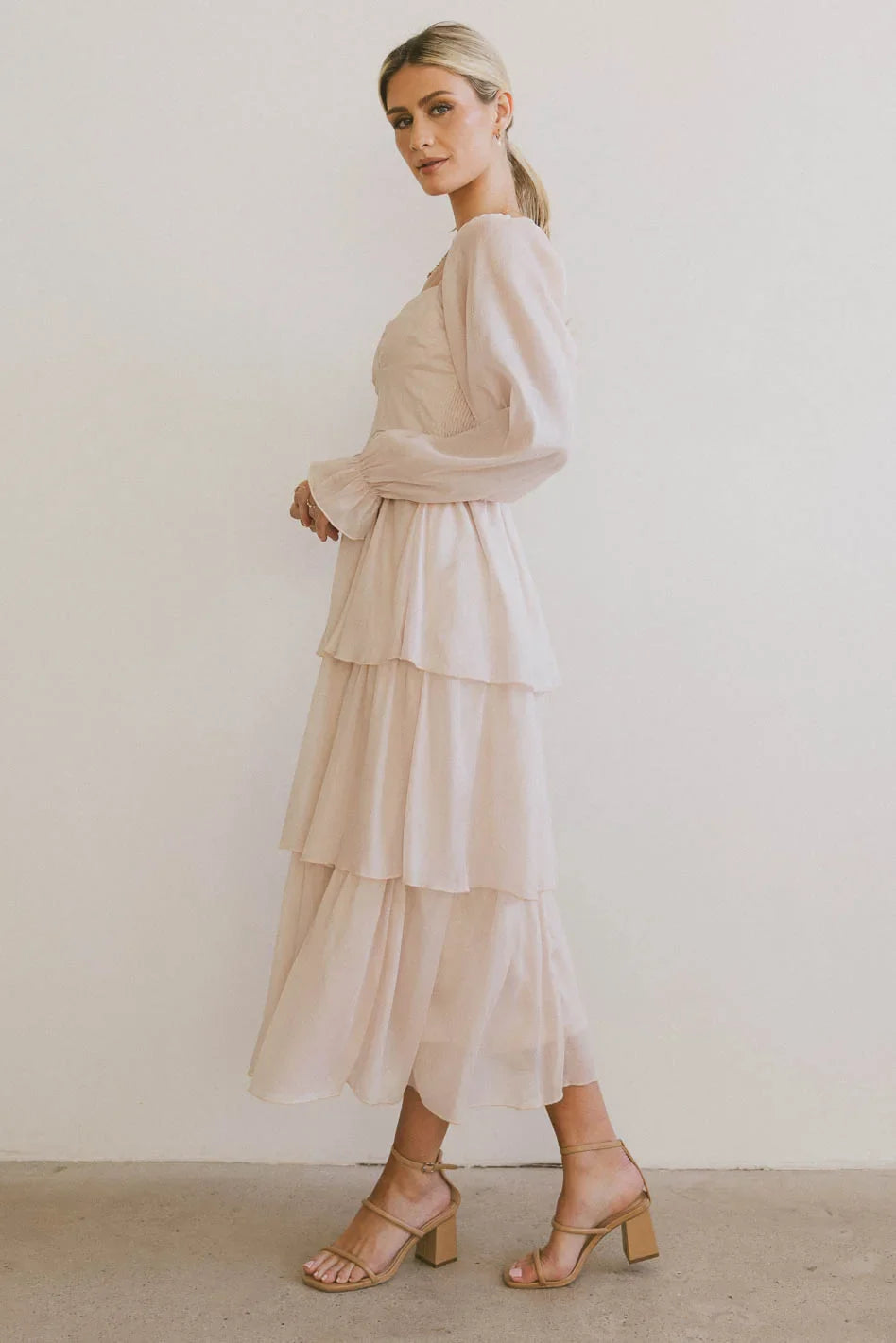 Manning Shimmery Midi Dress in Champagne - FINAL SALE