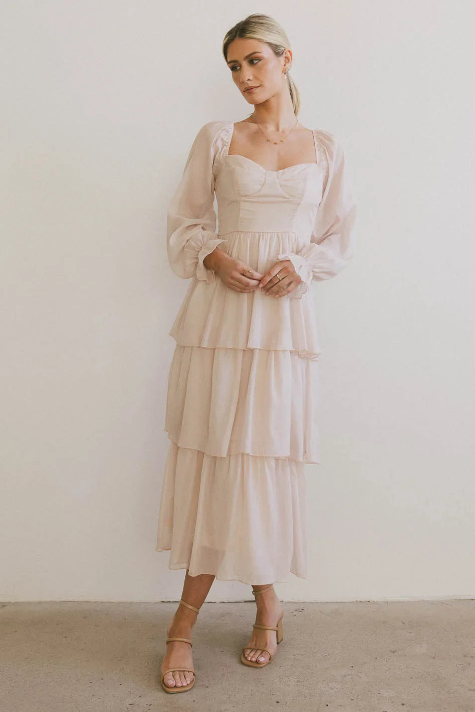 Manning Shimmery Midi Dress in Champagne - FINAL SALE