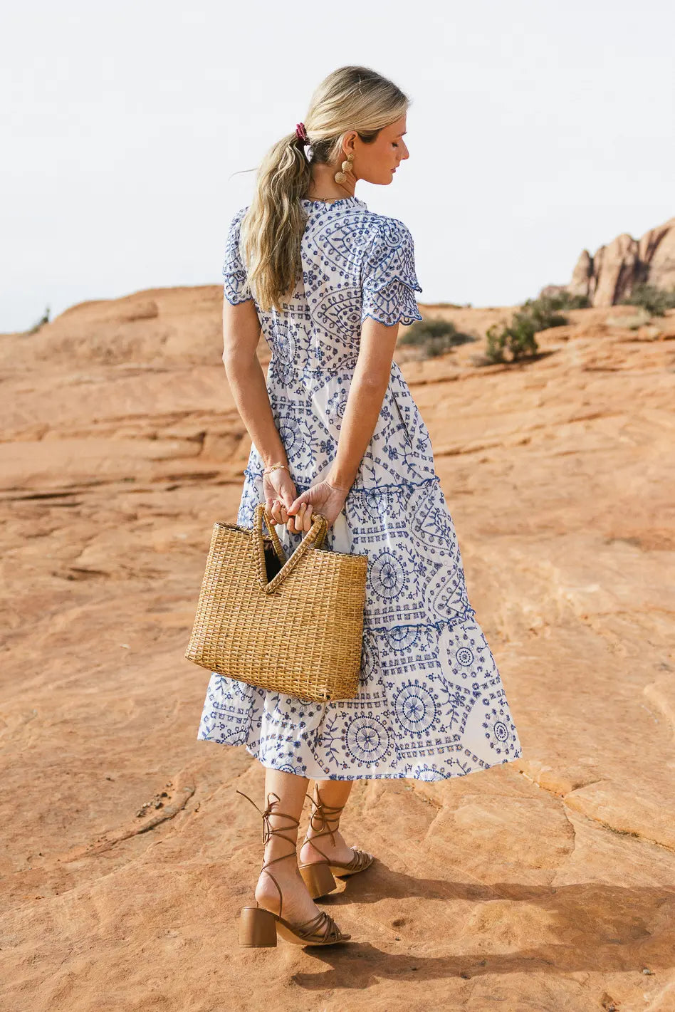 Alena Eyelet Lace Dress in Blue - FINAL SALE