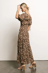 Zuri Floral Dress in Mocha