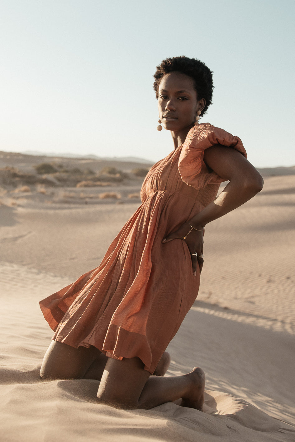 Dasha Textured Mini Dress in Terracotta - FINAL SALE