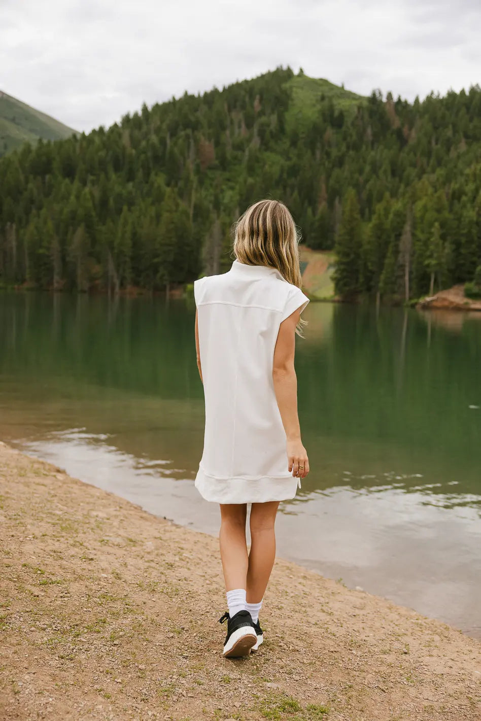 Emory Quarter Zip Dress in Ivory - FINAL SALE
