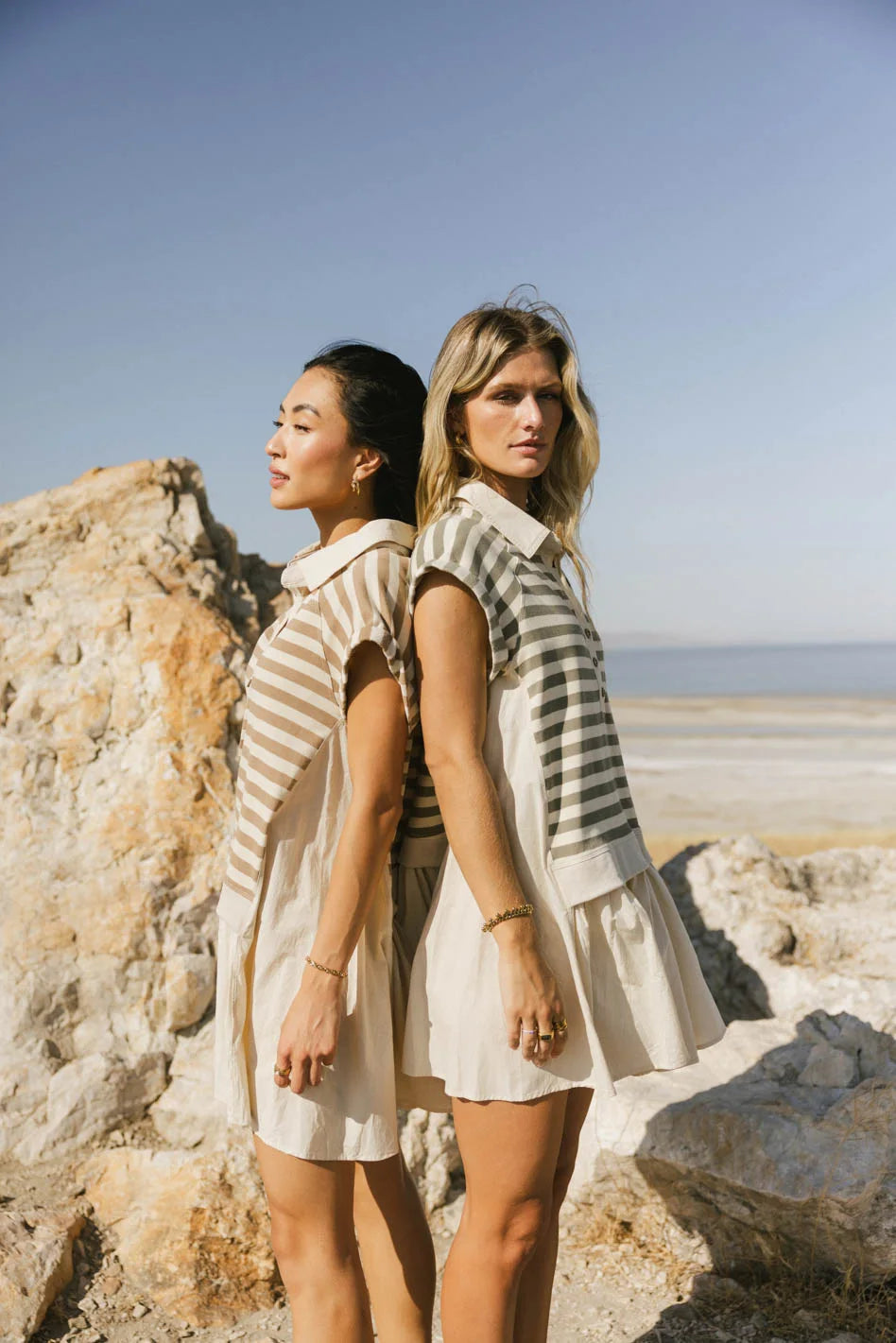 Evan Collared Mini Dress in Taupe - FINAL SALE