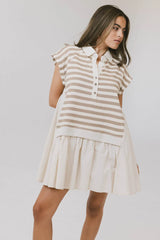 Evan Collared Mini Dress in Taupe - FINAL SALE