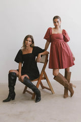 Dinah Pleated Mini Dress in Rust - FINAL SALE