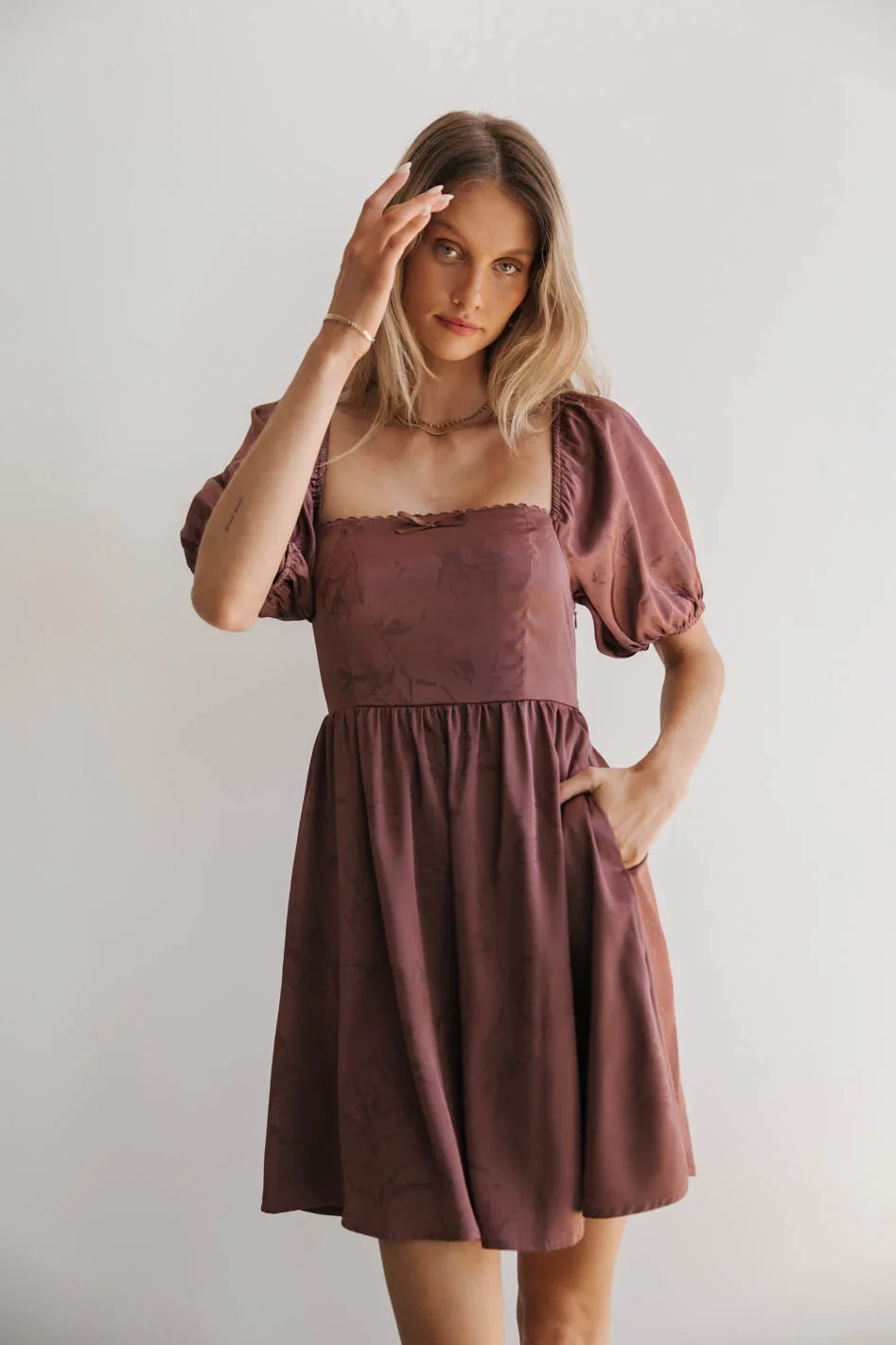 Alexis Satin Mini Dress in Mauve - FINAL SALE