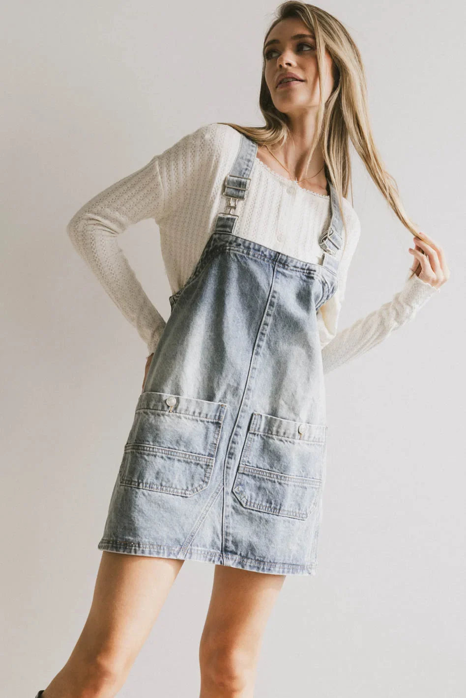Koa Denim Mini Dress in Light Wash