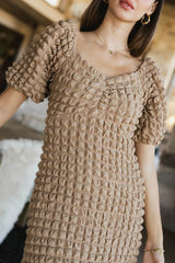 Miley Bubble Texture Dress in Tan - FINAL SALE