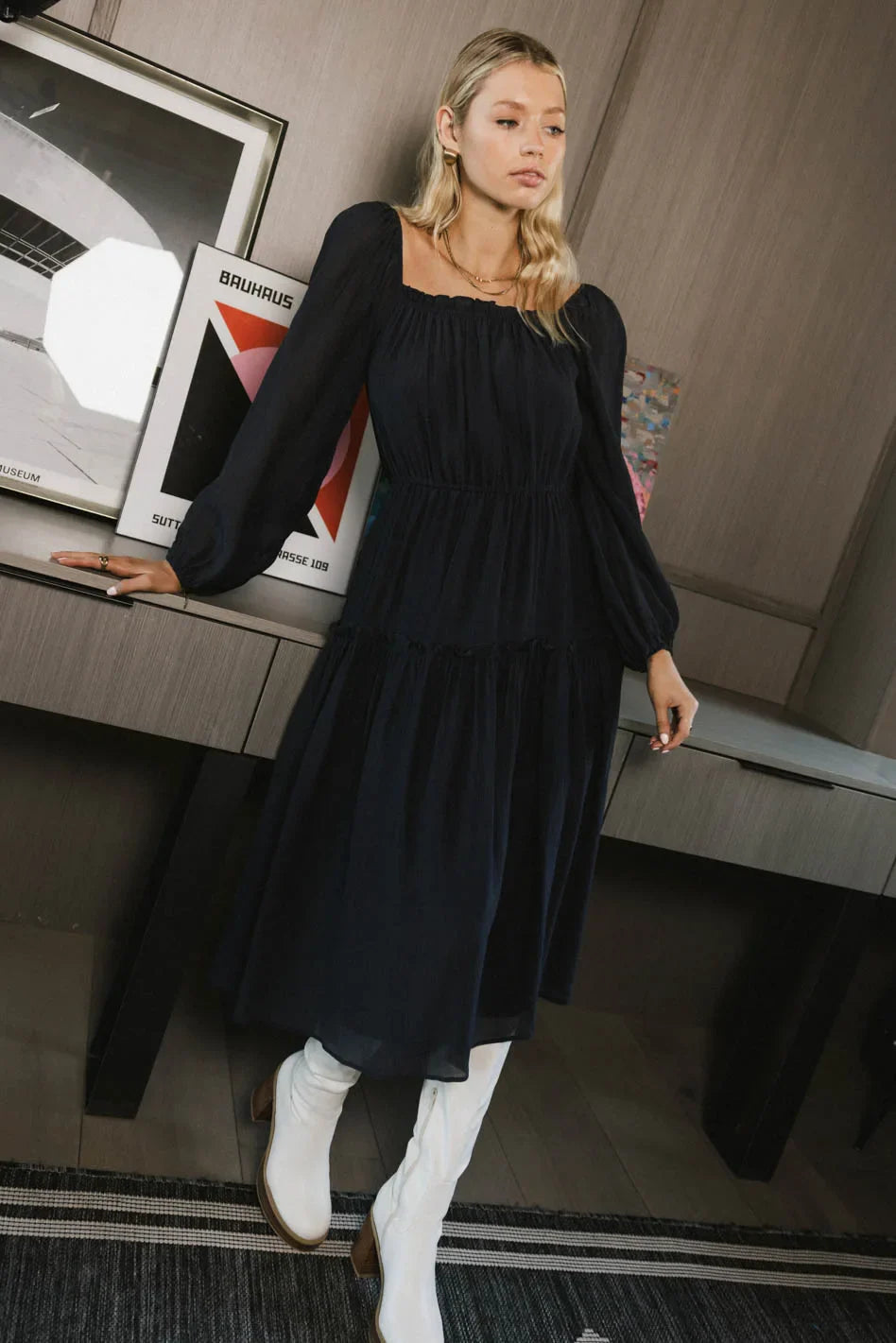 Finnian Midi Dress in Navy - FINAL SALE