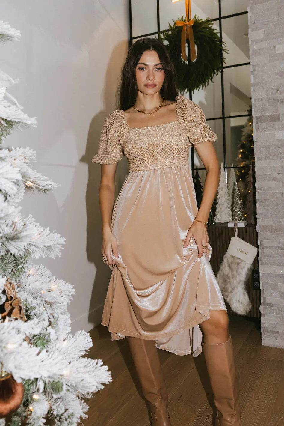 Callista Velvet Midi Dress - FINAL SALE