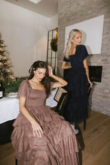 Mia Tulle Maxi Dress in Mocha - FINAL SALE