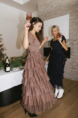 Mia Tulle Maxi Dress in Mocha - FINAL SALE