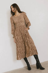 Justice Abstract Midi Dress in Brown - FINAL SALE