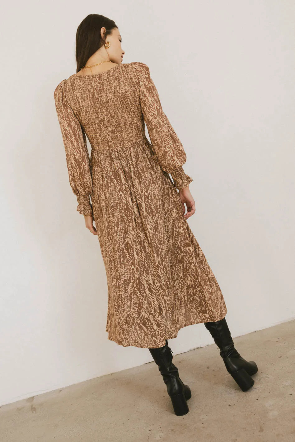 Justice Abstract Midi Dress in Brown - FINAL SALE