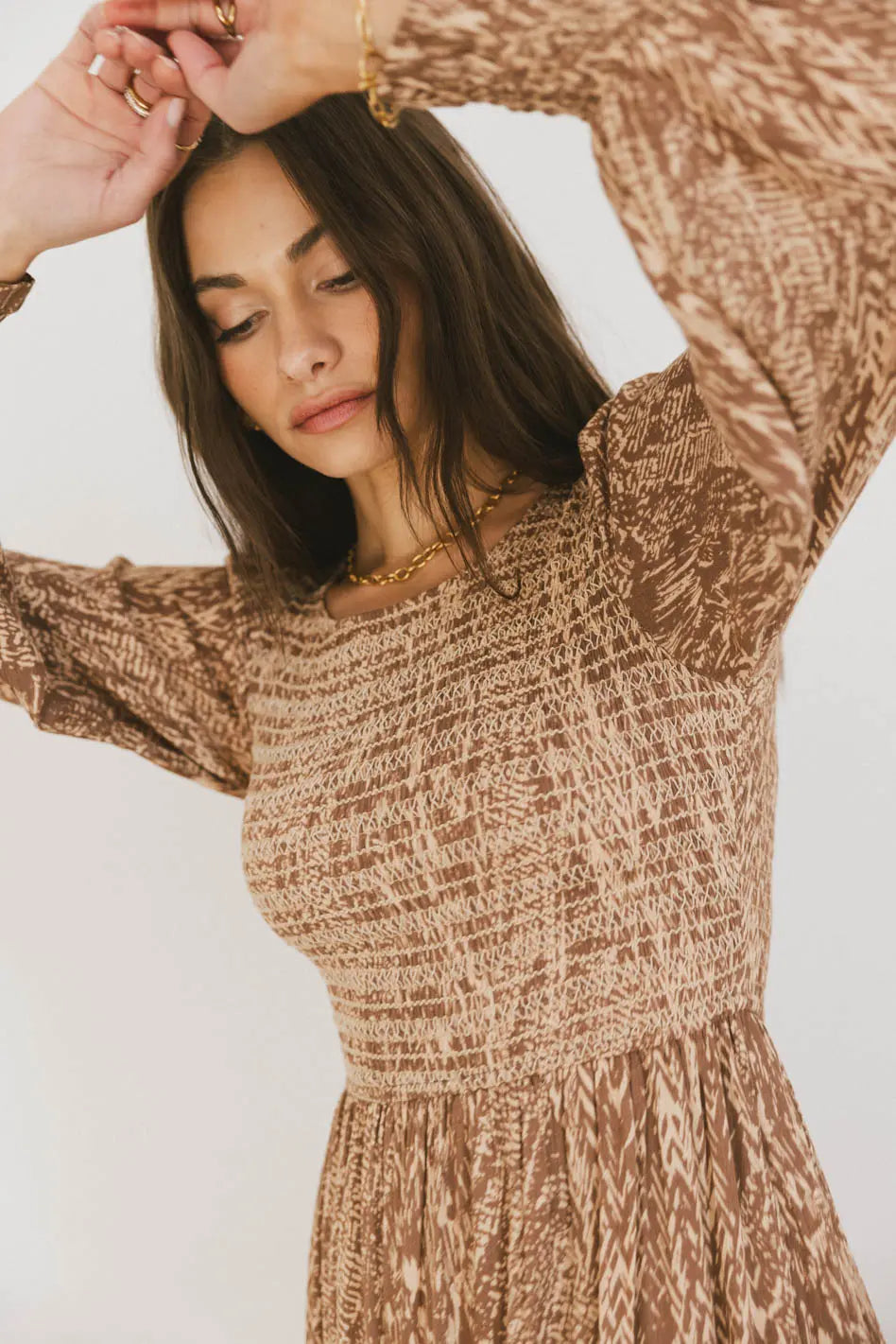 Justice Abstract Midi Dress in Brown - FINAL SALE