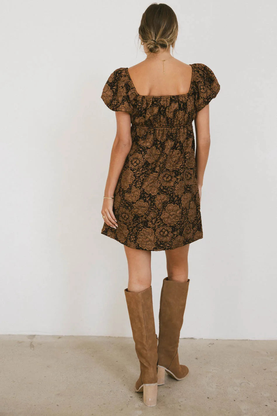 Darcella Floral Mini Dress in Brown - FINAL SALE