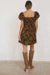 Darcella Floral Mini Dress in Brown - FINAL SALE