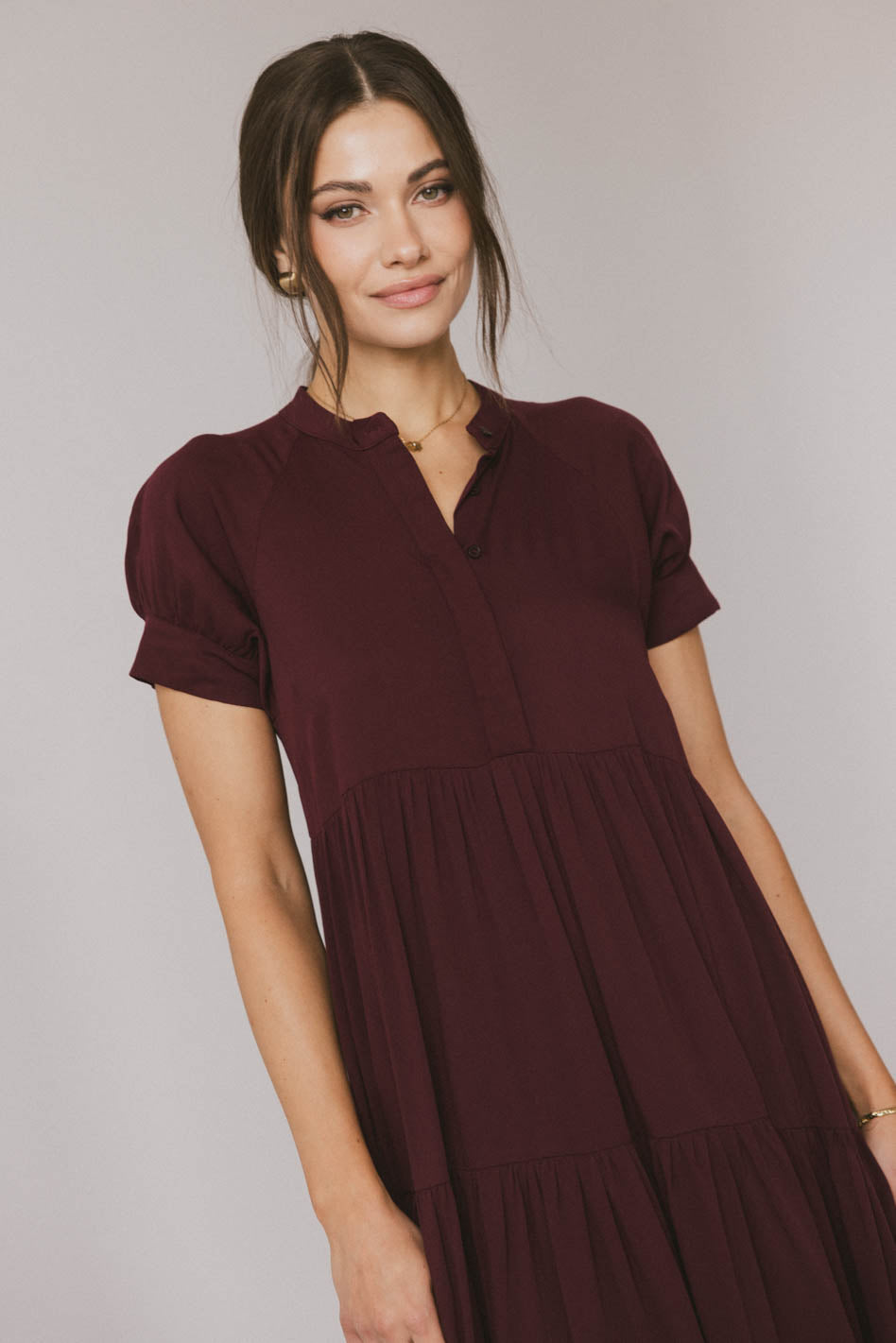 Amanda Tiered Dress in Burgundy - FINAL SALE