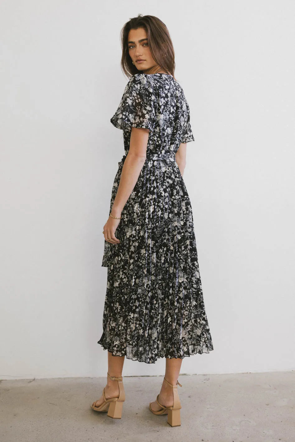 Mary Anne Floral Midi Dress in Black - FINAL SALE