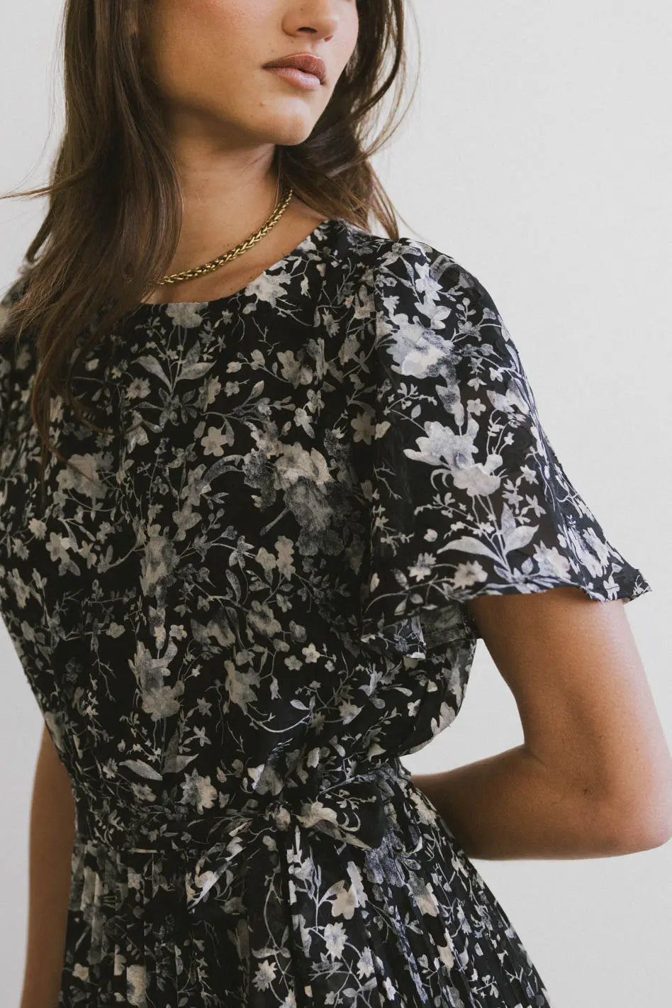 Mary Anne Floral Midi Dress in Black - FINAL SALE