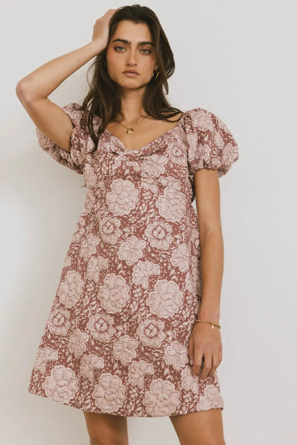 Darcella Floral Mini Dress in Mauve - FINAL SALE