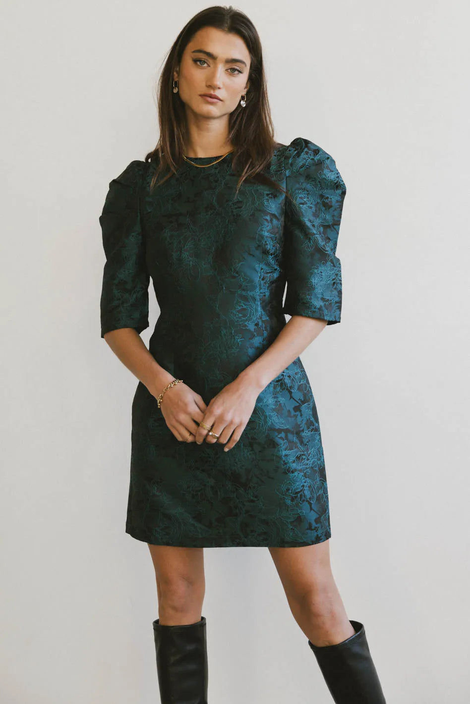 Kaylee Brocade Dress in Teal - FINAL SALE