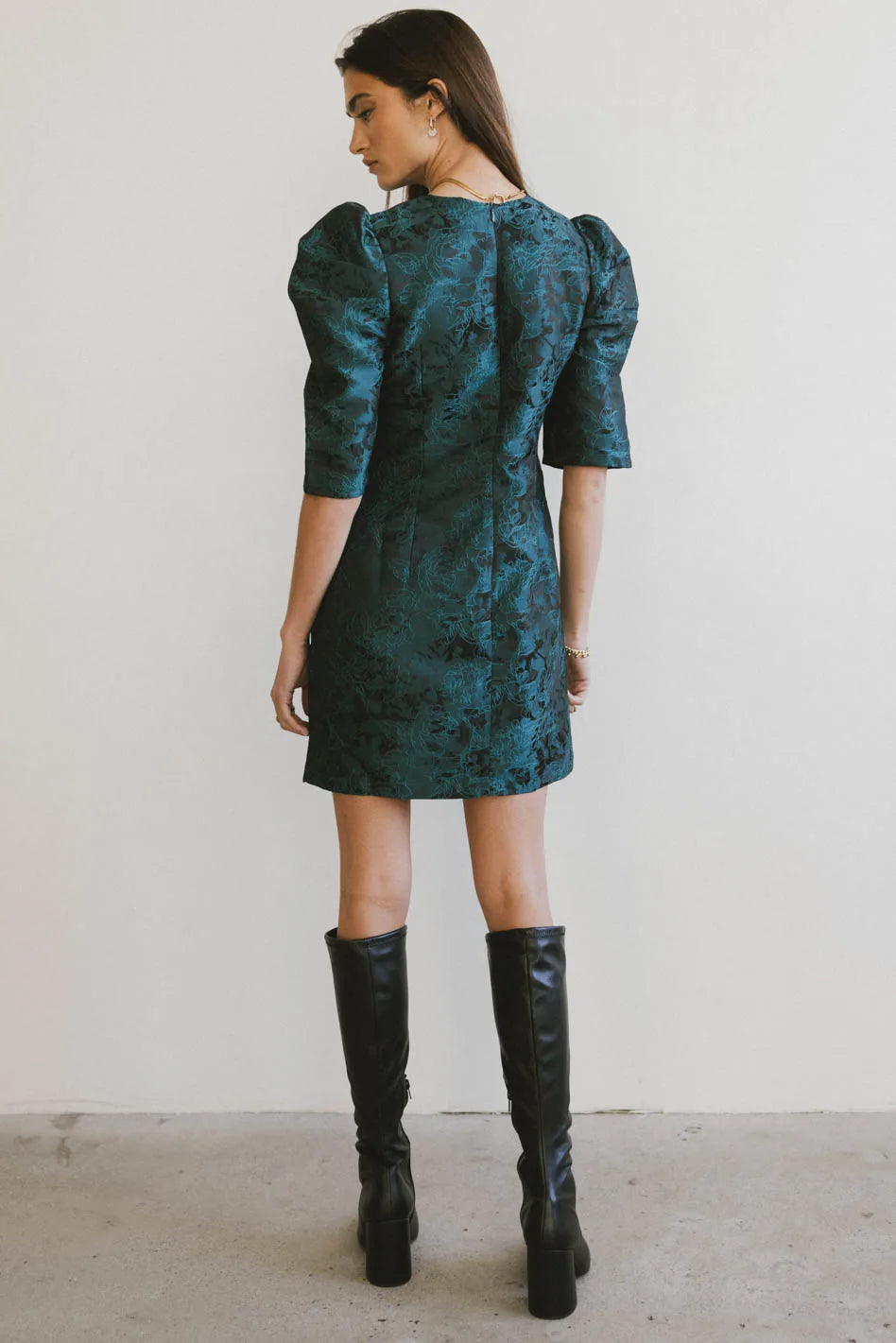 Kaylee Brocade Dress in Teal - FINAL SALE