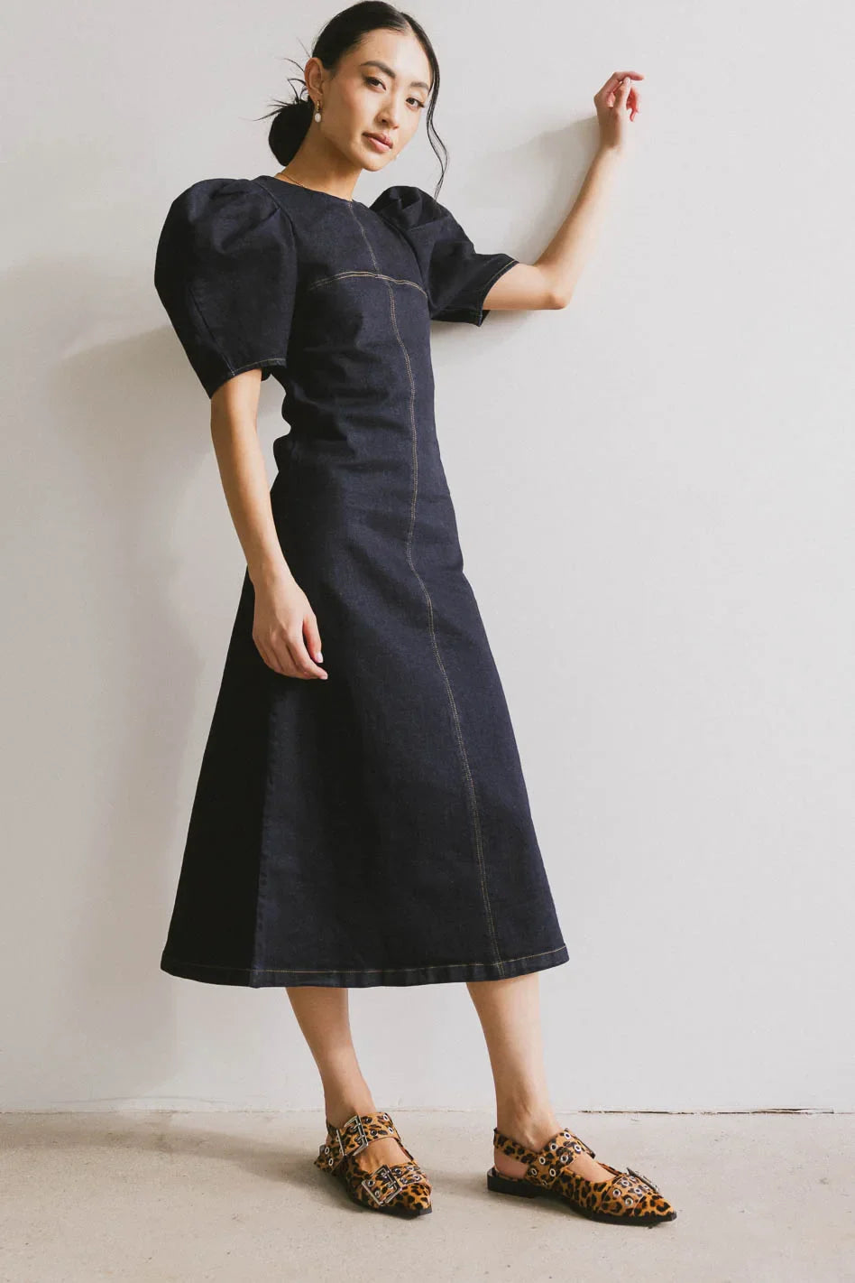 Campbell Denim Dress in Dark Wash