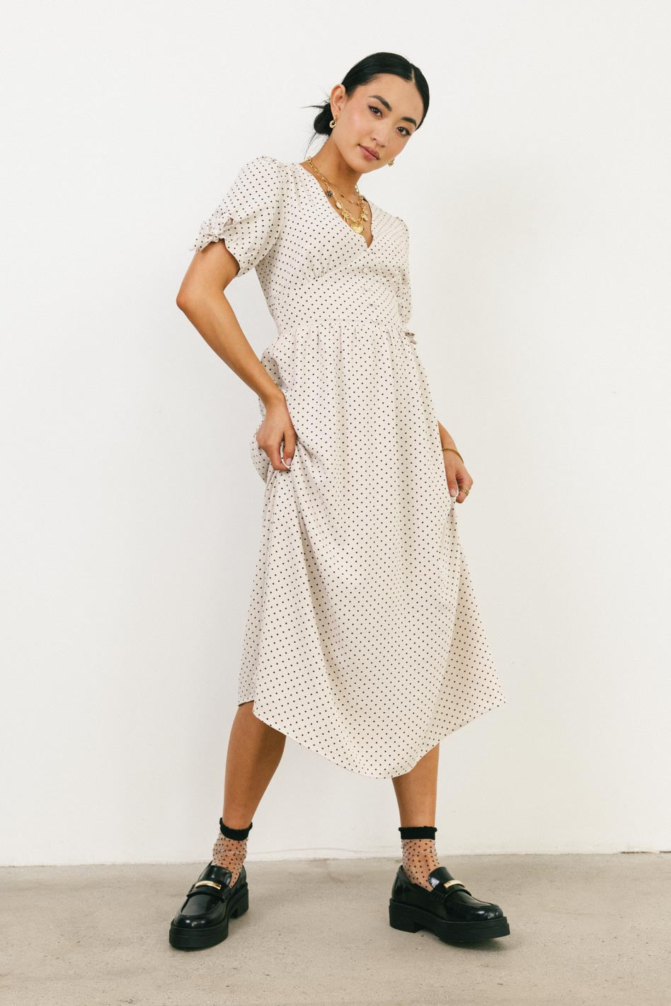 Janae Polka Dot Midi Dress