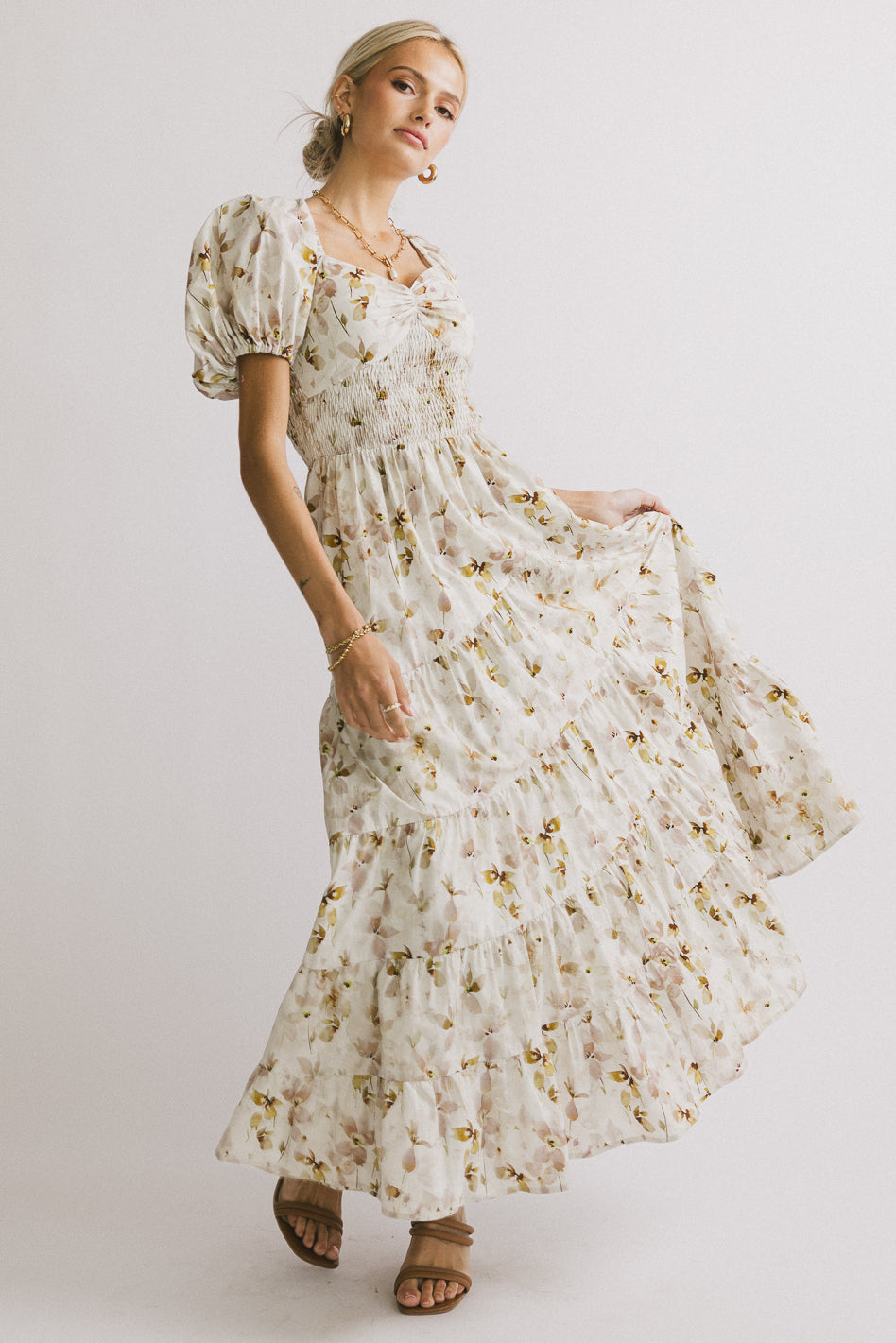 Robbie Floral Midi Dress in Mauve - FINAL SALE