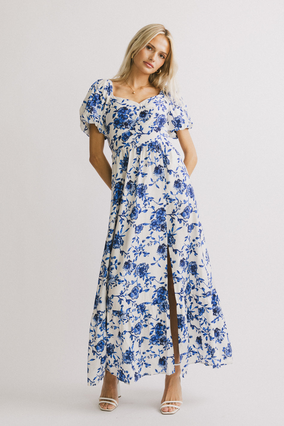 Mellanie Floral Maxi Dress in Blue - FINAL SALE