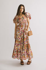 Robbie Floral Midi Dress in Pink