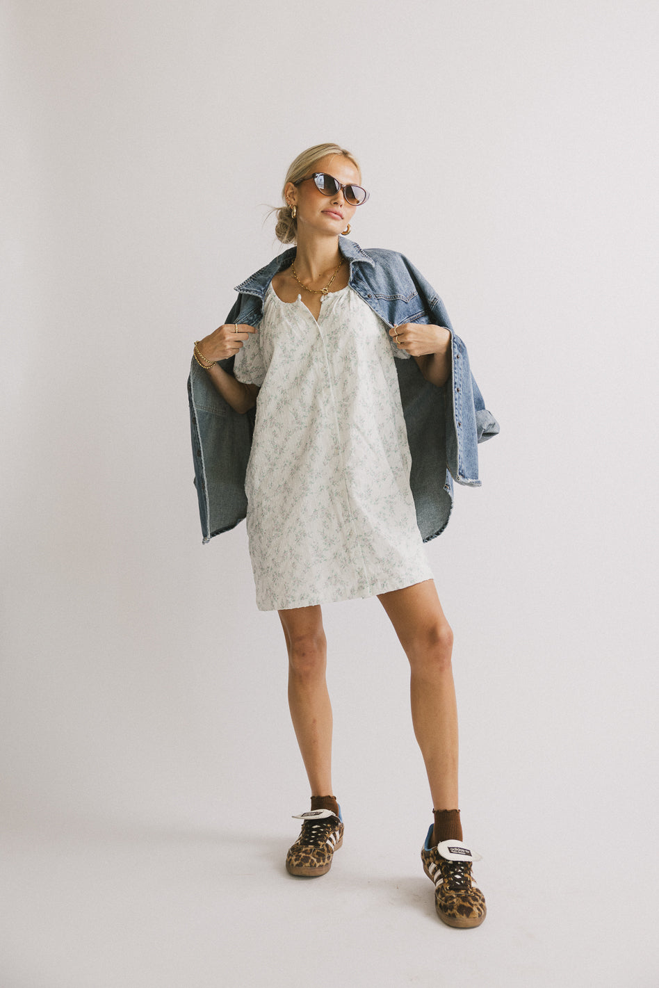 Pattie Floral Babydoll Dress in Blue - FINAL SALE