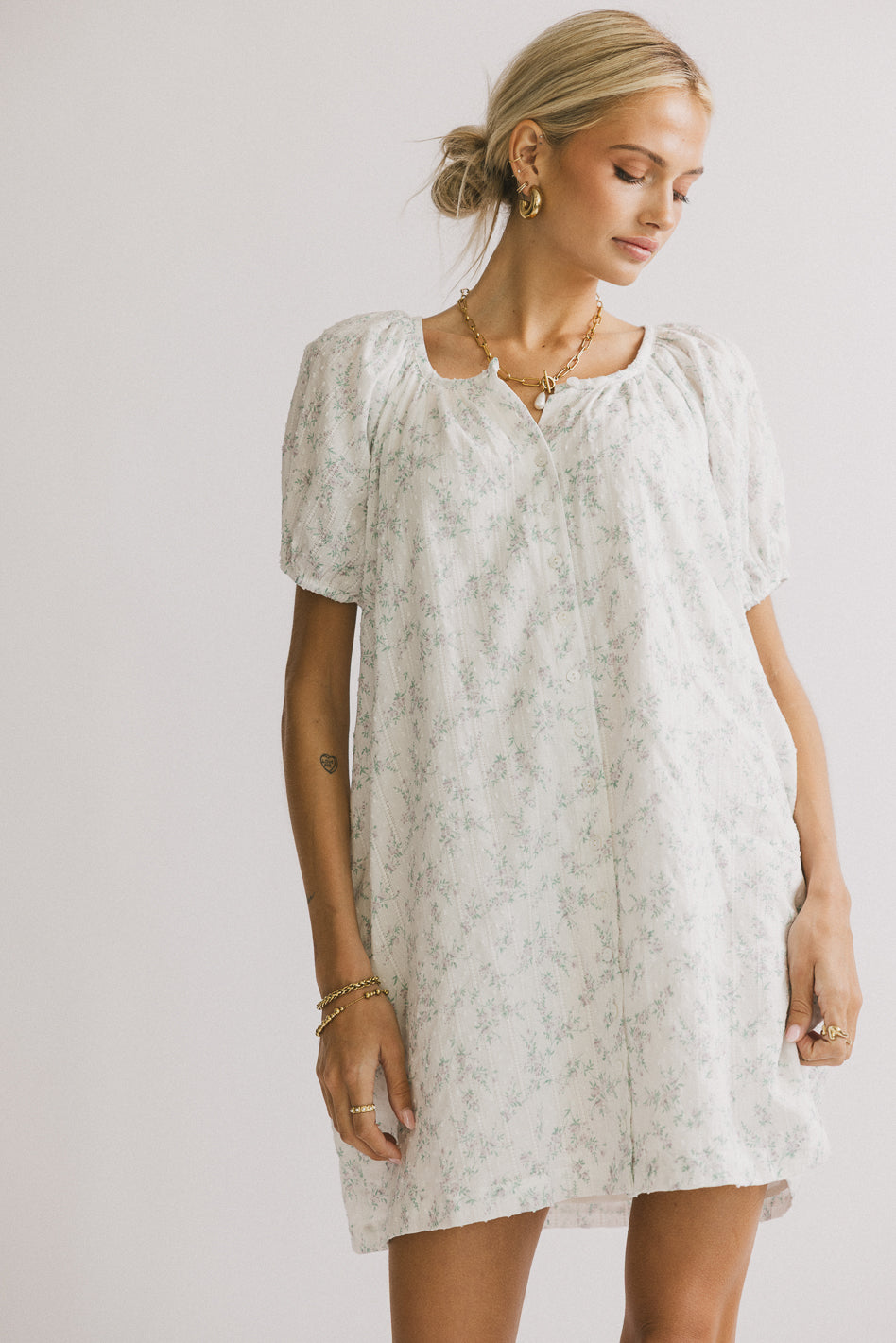 Pattie Floral Babydoll Dress in Blue - FINAL SALE