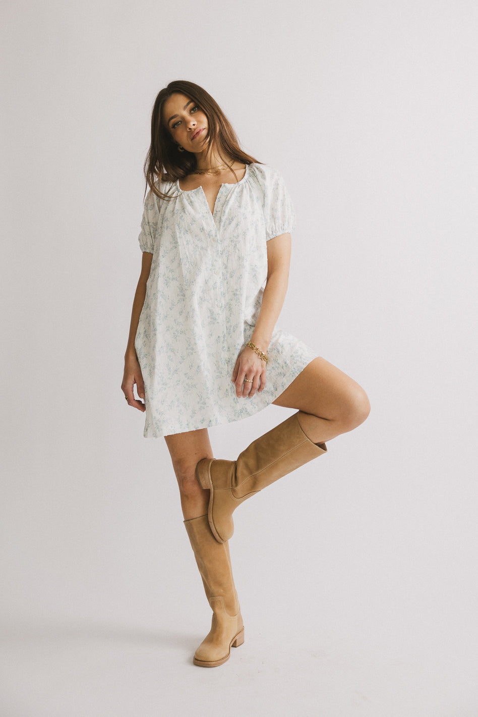 Pattie Floral Babydoll Dress in Lavender - FINAL SALE