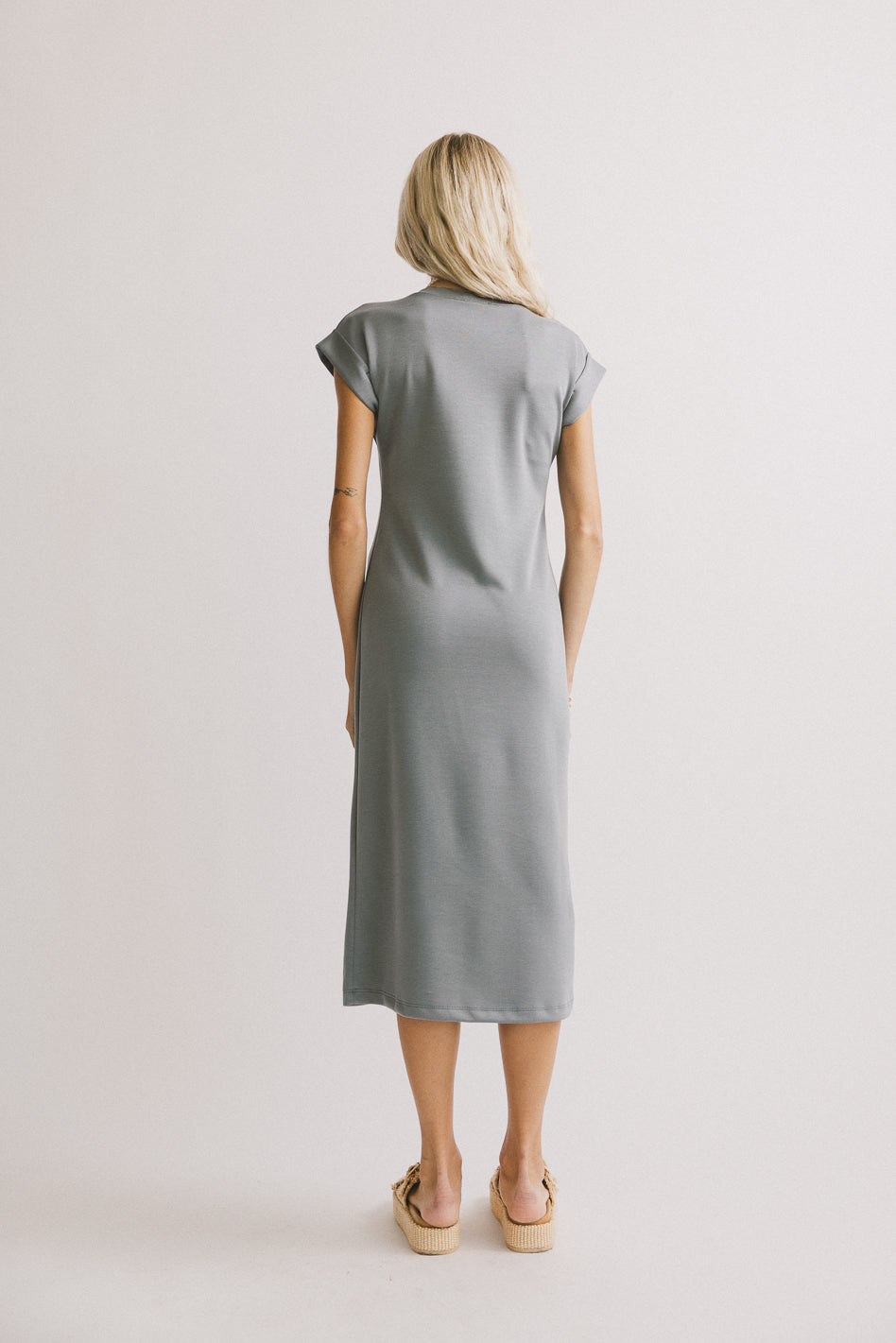 Lauren Tee Shirt Midi Dress in Slate Blue