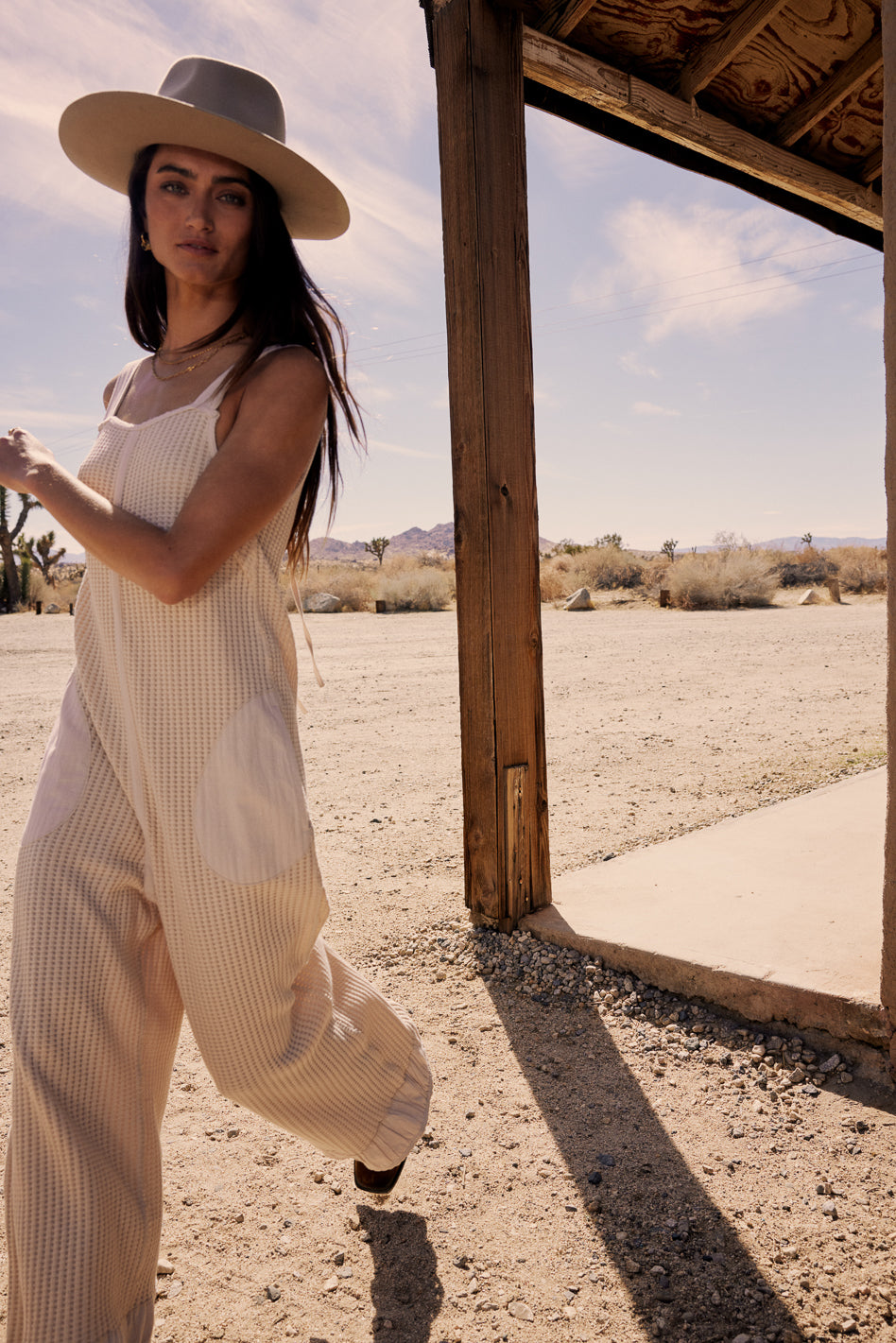 Addey Knit Overalls in Cream