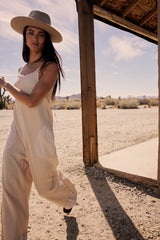 Addey Knit Overalls in Cream