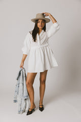 Oliver Collared Mini Dress in White - FINAL SALE