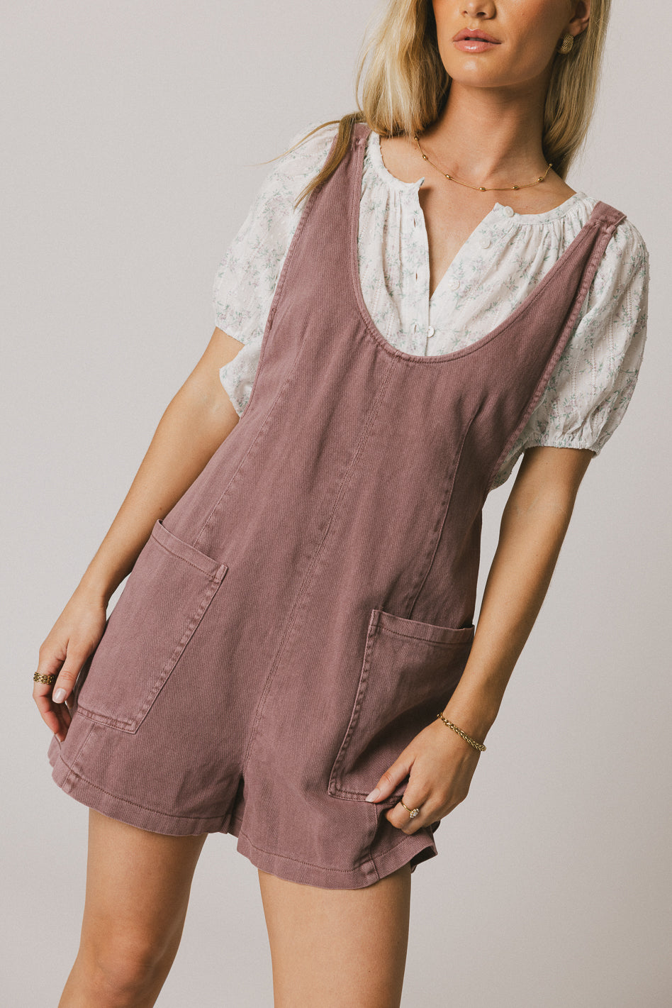 Scottie Denim Overalls in Mauve - FINAL SALE